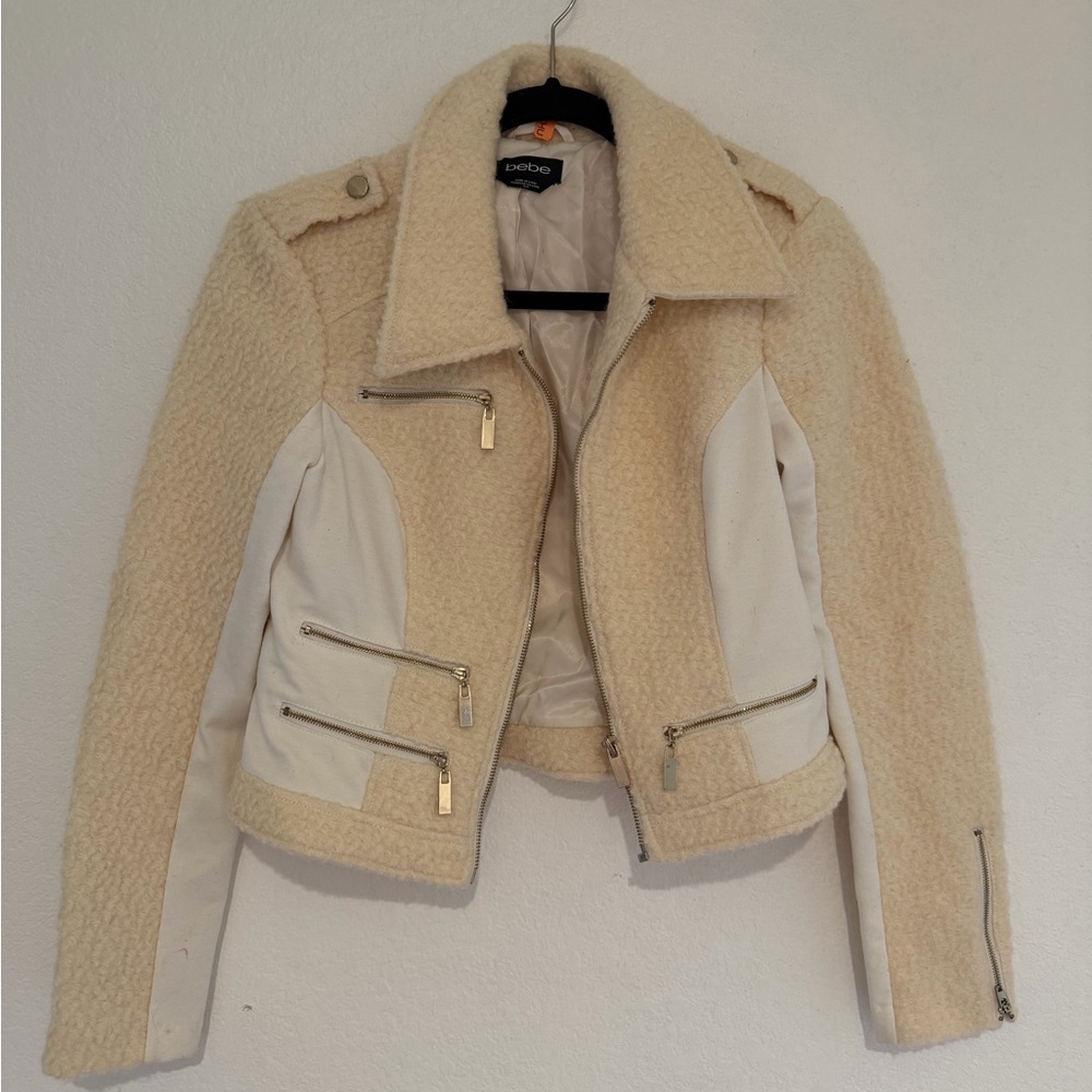 Cream Textured Women's Jacket | Bebe